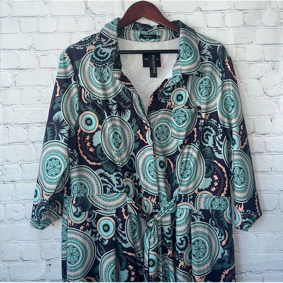 BRAND NWT Reborn New York Green, Black & Pink long dress size 2X - Picture 5 of 13